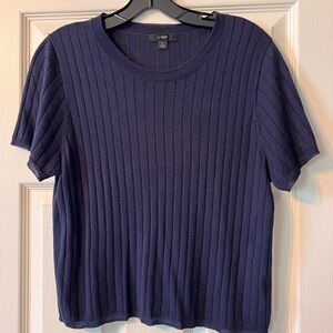 J. Crew Navy Ribbed Sweater Tee